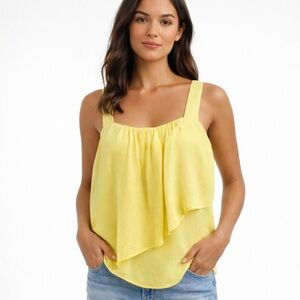 Madison Marcus 100% Silk Yellow Layered Tank Top Size Medium